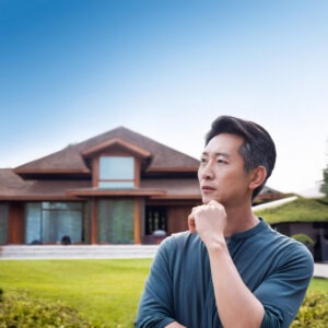 a man contemplating how to avoid foreclosure 