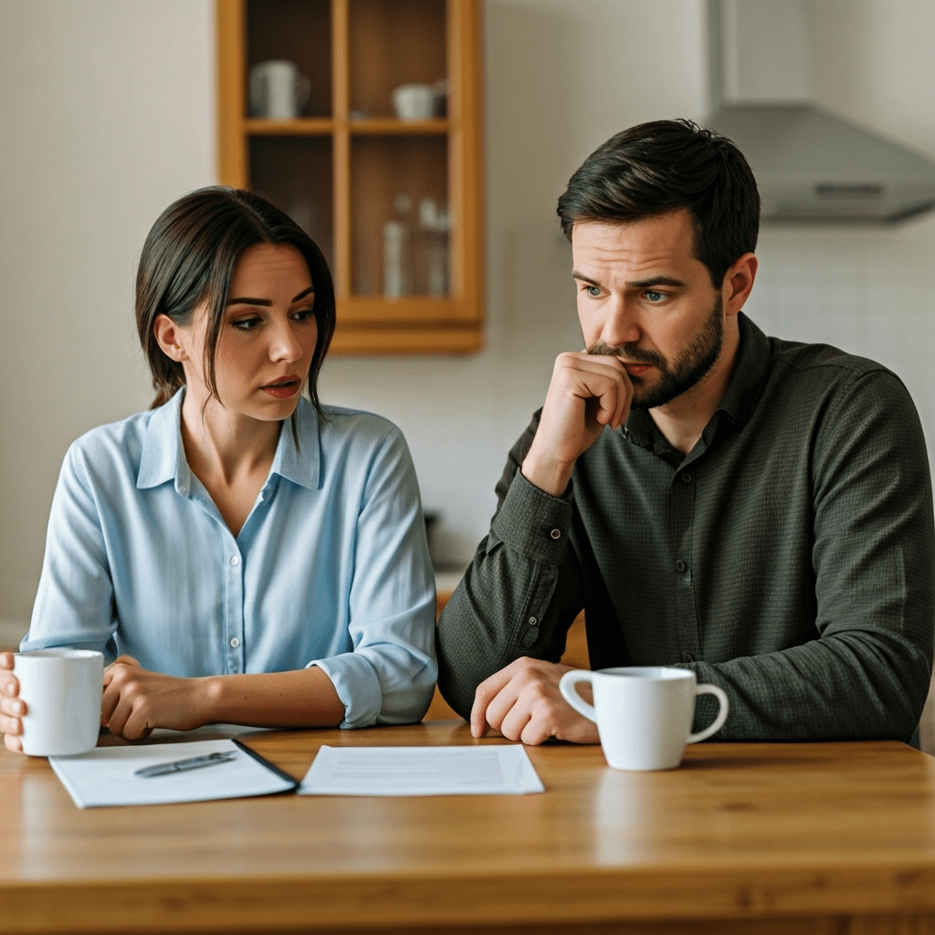 Couple reviewing home sale documents